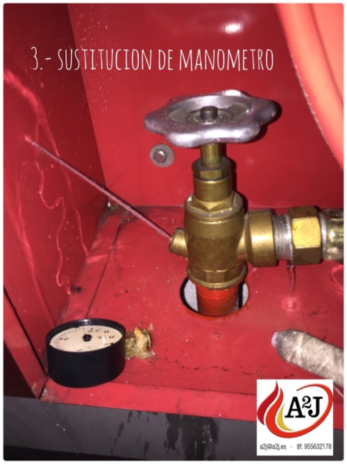 Manómetro averiado de un sistema de protección contra incendios ¿Cómo sustituir un manometro a una bie? Manómetro averiado de un sistema de protección contra incendios, sustituyendo un manómetro
